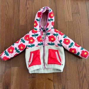 Mini Boden Pink Floral Puffer Jacket